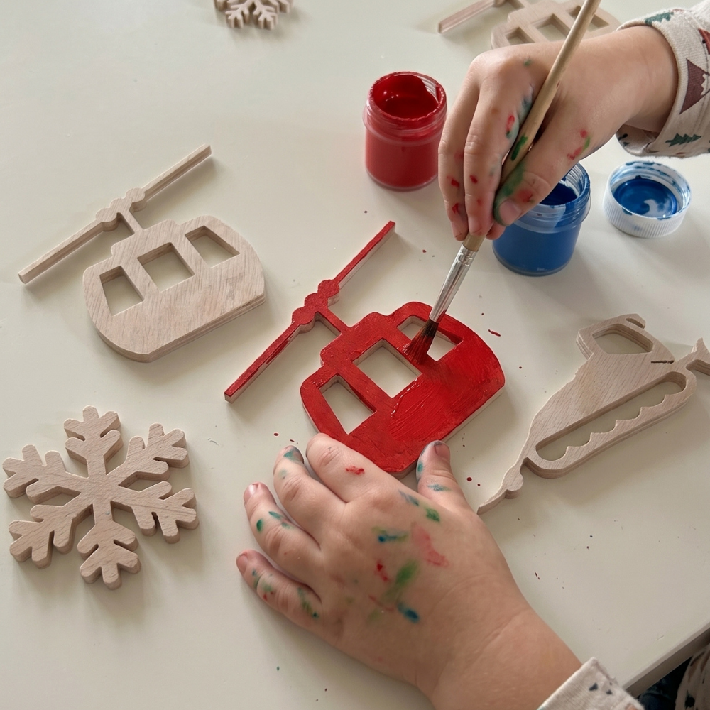 Kit décoration murale enfant télécabines & dameuse à peindre (DIY)