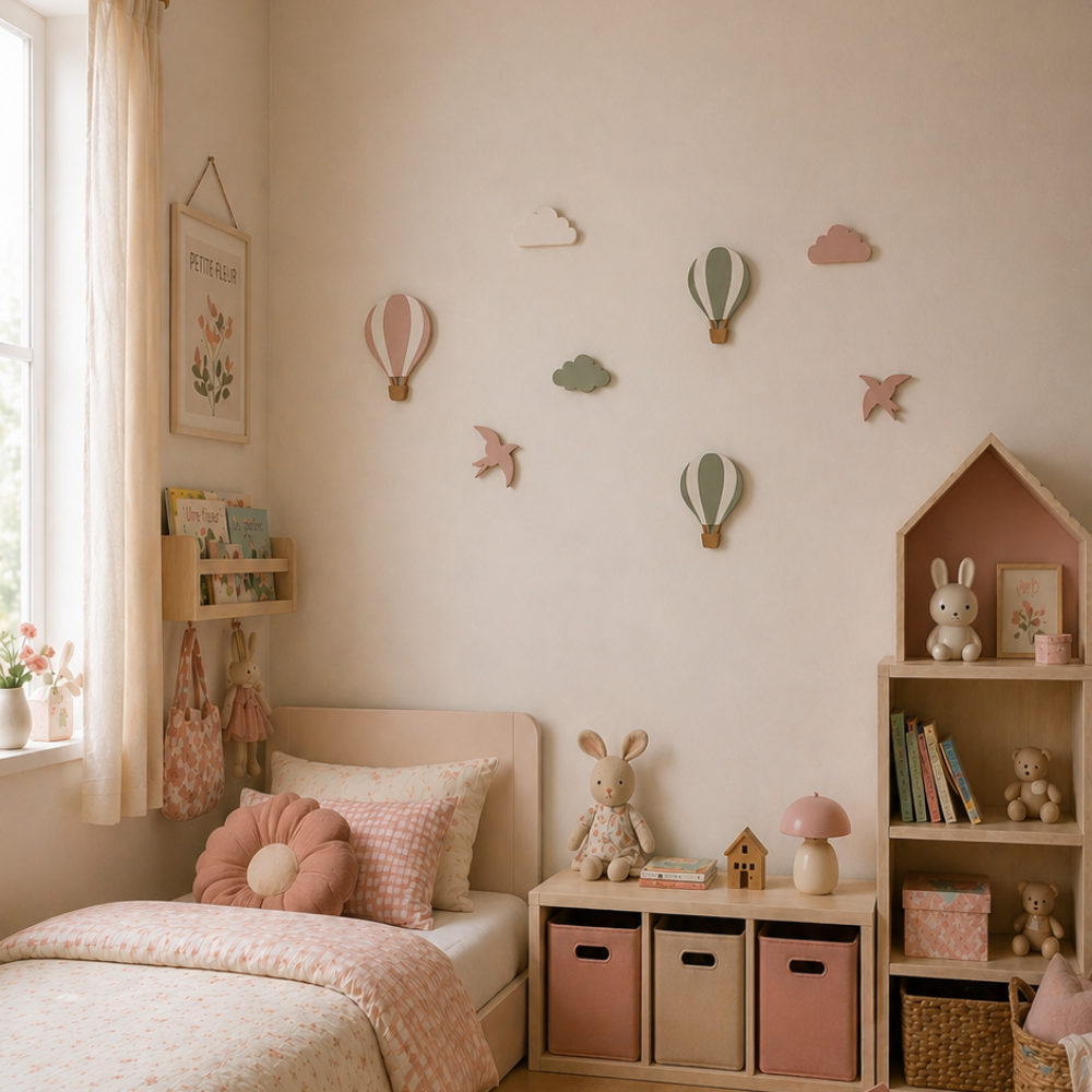Kit décoration murale enfant montgolfières et nuages à peindre (DIY)