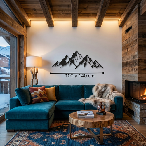Décoration murale montagne en bois – Silhouette alpine.