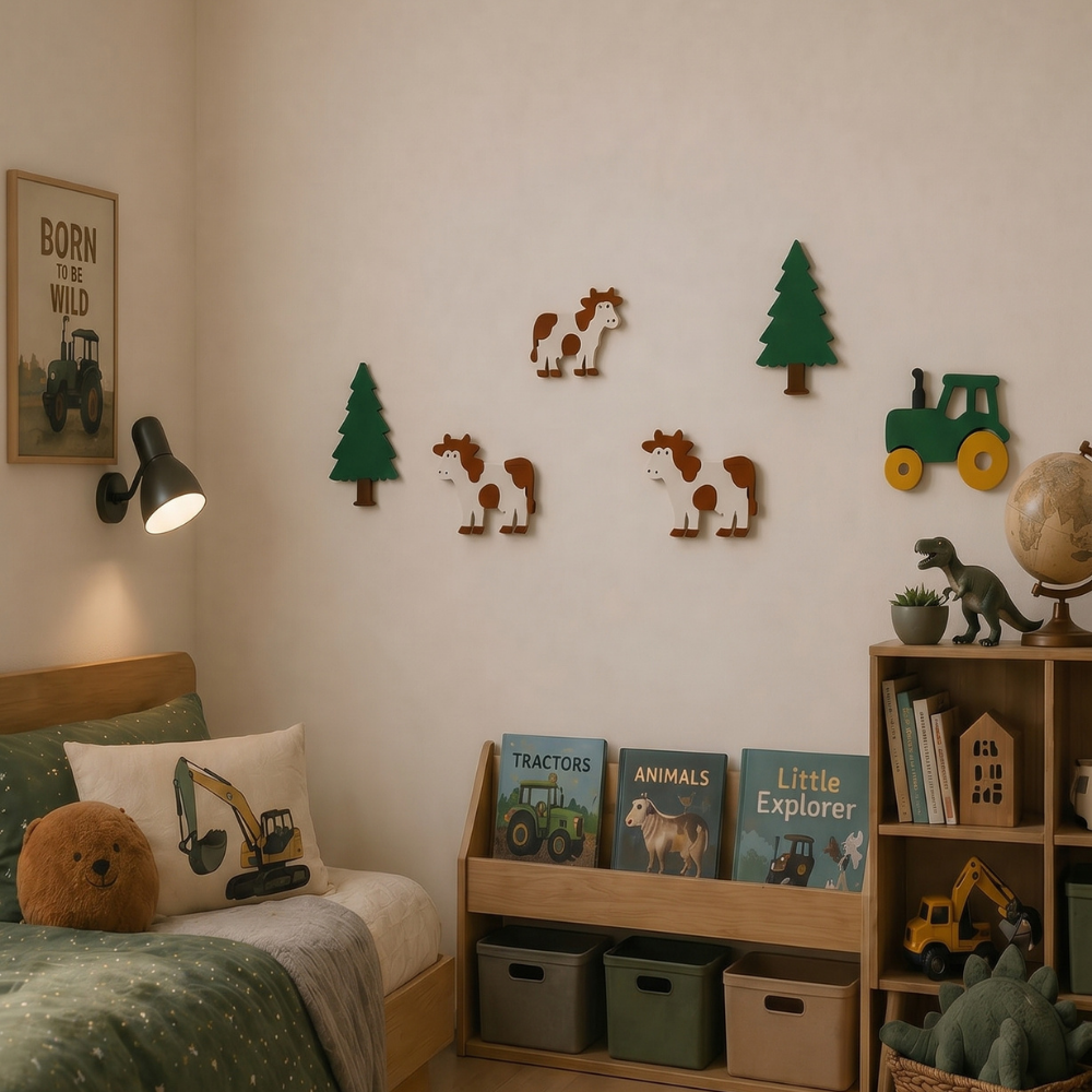 Kit décoration murale enfant tracteur et vaches à peindre (DIY)